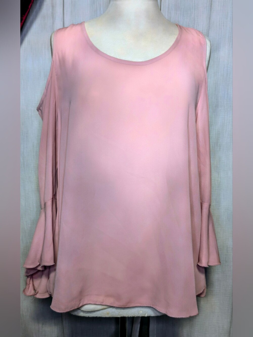 Womens Blush Pink Cold-Shoulder Blouse